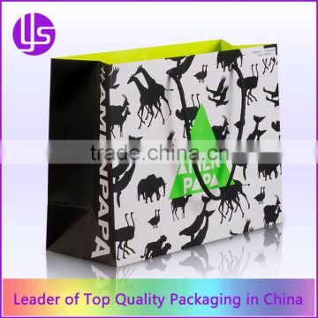 Wholesale Custom Colorful Animal Printed Paper Shopping Bag With Handles