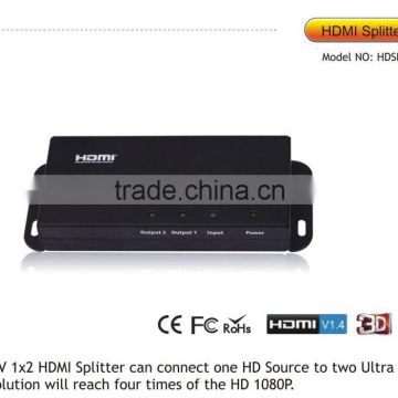1 in 2 out HDMI audio video amplifier splitter with 3D 4kx2k