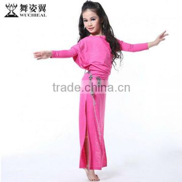 Wuchieal Fashion Girls Long Sleeved Belly Dance Maxi Dress for Kids