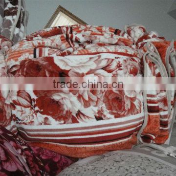 100% polyester flannel fleece blanket red nature flower deisgn