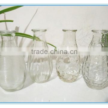 Home decor small clear glass vase for wholesale with four different designs