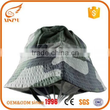 UV Protection cap white and green sun bucket hat with strings