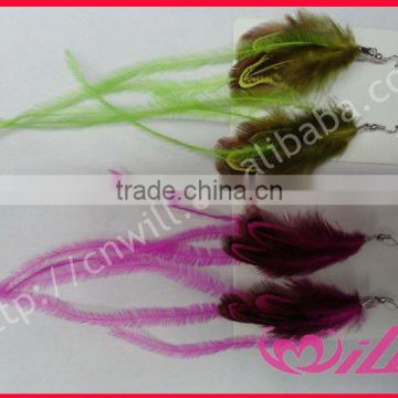 Top Quality Cheap Long Ostrich Feather Earring Mixed Color