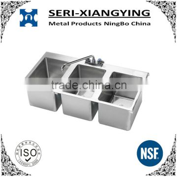 NSF Approval Stainless Steel Three Tubs Drop In Kitchen Sink