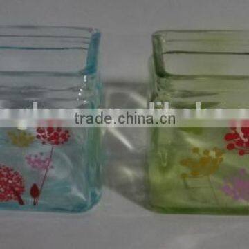 COLORFUL GLASS CANDLE HOLDER IN D 10 X H10 CM