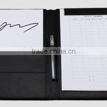 A4 leather file folder with note pad& pen holder