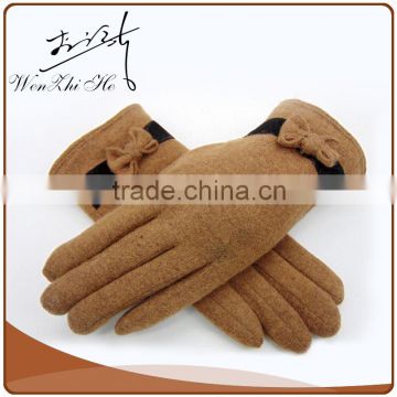 Factory Supply Smart Cashmere Glove With Bowknot