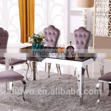 Foshan shunde manufacturer metal and glass compact dining table set