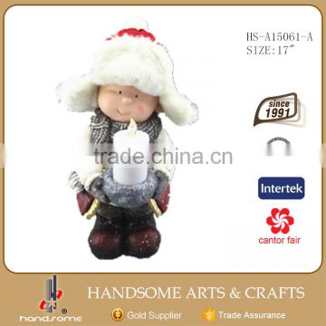 17 Inch Resin Boy And Girl Christmas Decorating Craft Statue