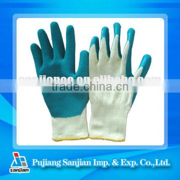 long sleeve latex gloves Sanjian Latex Coated cotton PU PVC Nitrile Nitril Rubber Coating Safety
