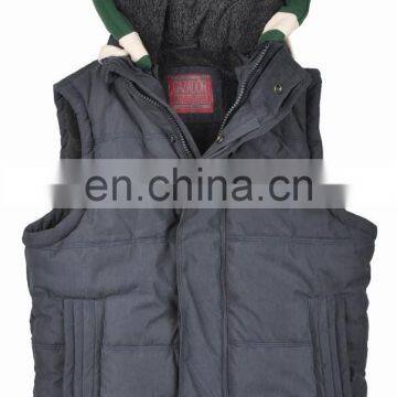 2015 lastest design mens faux fur lining hooded embroidery fur vest