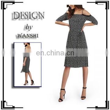 Custom cold shoulder dress for women 2016 newest elbow sleeves women dresses with wholesale price