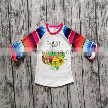 Girl Halloween Shirt Baby Kids Pumpkin flower print Tops Long Sleeve Ruffle T-shirt