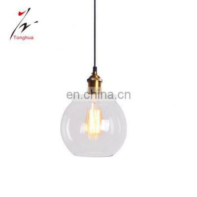 Tonghua Big Round Clear Glass Shade Deocrative Pendant Lamp Chandelier E26 E27 Lamp Holder Vintage Hanging Light