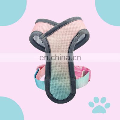 New design cute soft and durable breathable gradient ramp pet walking harness vest accept custom dog harness vest