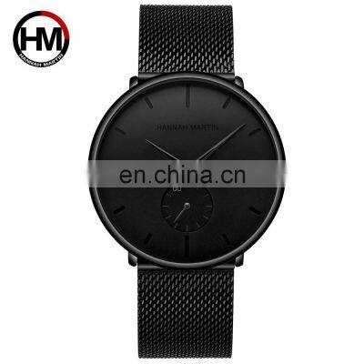 HANNAH MARTIN 100G Men Quartz Watches fashion simple design Stainless Steel Mesh watch luxury businessman