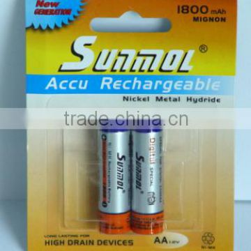 high capacity 1.2V R6 AA ni-mh rechargeable battery