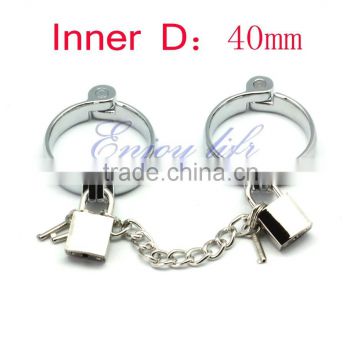 Wholesale Inner D:40mm Smooth Kirsite Alloy Metal handcuffs bondage sex toys, Adult restraint steel wrist cuffs sex products