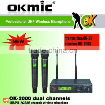 OK-2000 Dual Channels/UHF PLL 32/99 channels Receiver, Wireless microphone
