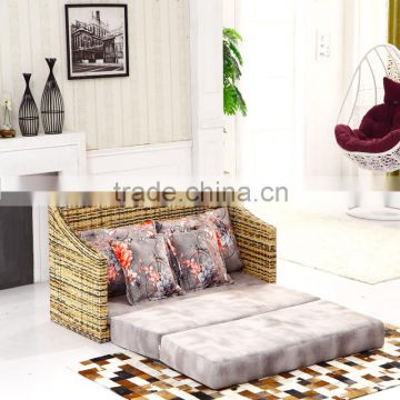 China Manufacturer High Quality Convertible Rattan Wicker Lightweight Single Fold Out Flip Sofa Bed