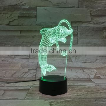 3D Illusion Night Lights, 3D dolphin shaped Night Light, custom 3D Night Lights supplier