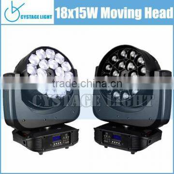Stage Light Diamond 18x15W RGBW 4 in 1 LED Zoom Bee Eyes Led Beam Moving Head Light