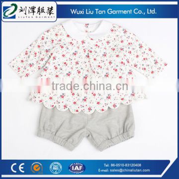 big flower shape sleeve hot pants and blouse for fat girls