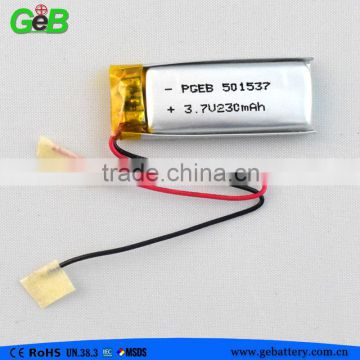 501537 3.7v 230mah lipo rechargeable Lithium Ion Polymer battery