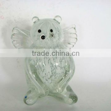 decorative glass winie bear,clear bear with wings