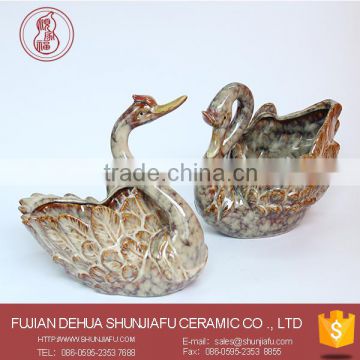 Home Decorative Animal Swan Shape Decoration Flower Pot Ceramic