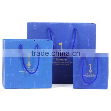 Blue printed gold hot stamping logo craft shopping carry paper bag