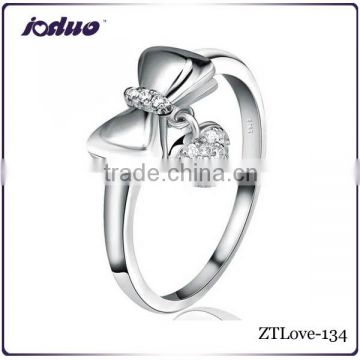 925 sterling silver luxury bowknot heart design ladies rings