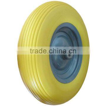 16inch 4.00-8 puncture proof PU wheel with quality ball bearings for wheelbarrows