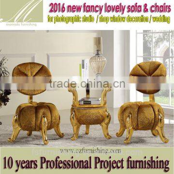 FF2015 fun and sweet pumpkin leisure chairs gold velvet fabric neoclassic stools ottoman small fancy childern chair