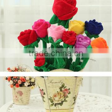 Hot sale colorful rose flower Mother day plush gift