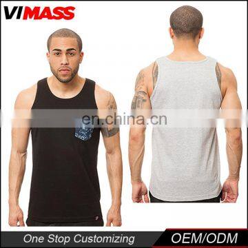 100% Cotton Custom Printed Tank Top Gym Vest Stringer Men Tank Top