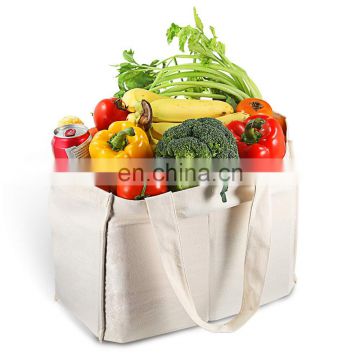 Reusable and Washable Canvas Grocery Shopping Bags with Bottle Sleeves, eco-friendly Wine Tote bag with Handles