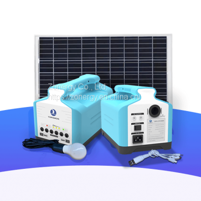 Portable Mini Large Capacity Solar 100w PV 4 Light Bulbs Energy Storage System