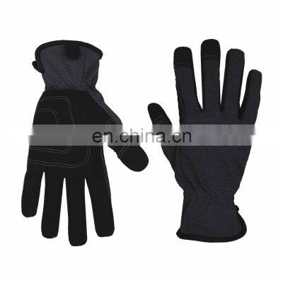 HANDLANDY Black Dexterity Utility Vibration-Resistant Touch Screen Protective Safety Outdoor Construction Work Mechanic Gloves