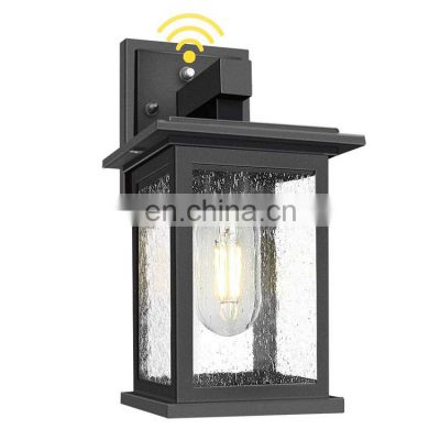 Outdoor Wall Mount Lights 2 Pack 1-Light Exterior Sconces Lantern in Black Finish with Clear Seeded Glass wall lamps