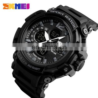 SKMEI 1343 military style sport skmei waterproof digital analog watch unisex black 2019