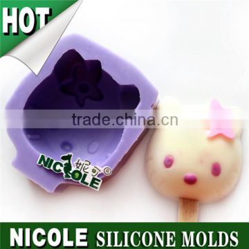 Nicole M0014 3D cute kitty cat flexible silicone ice pop molds