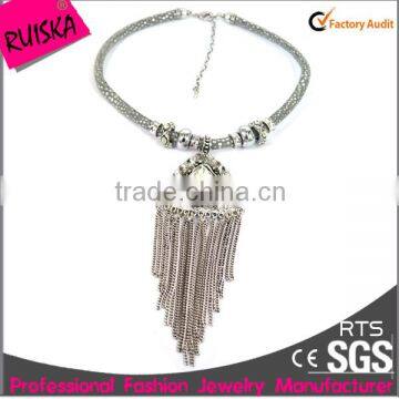 Rhodium Plating Alloy Tassel Pendant Necklace Jewelry Set