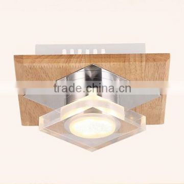 simple wooden with glass ceiling light
