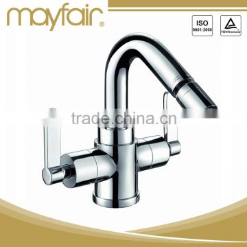 Hot selling dual handles long neck bathroom basin faucet