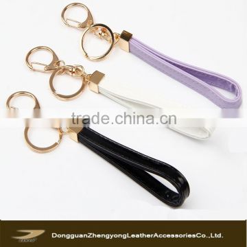DIY quality imitation leather mobile phone straps with golden key chain ring