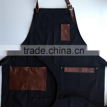 Vintage Denim Apron With Leather Trim Wholesale