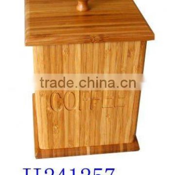 Natural bamboo spice storage canister with cover