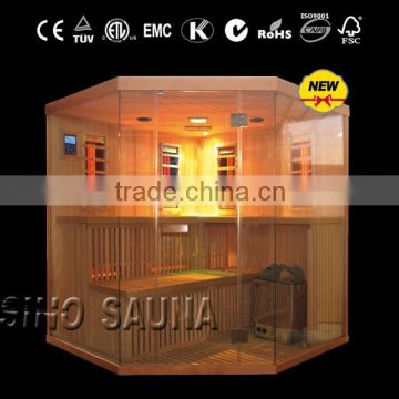 4-5 person far infrared sauna bath wooden room with steam heater stove
