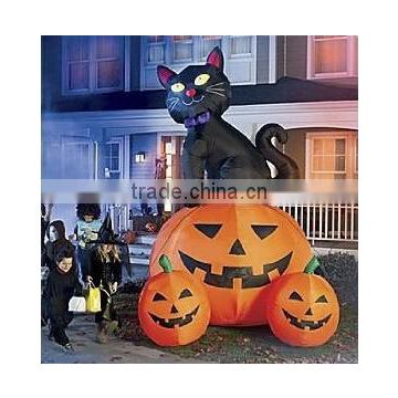 Halloween Inflatable Cat with Pumpkin